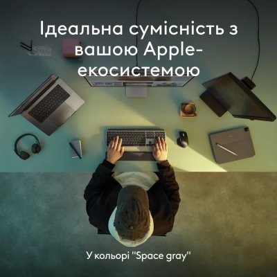 Клавіатура Logitech MX Keys S для MAC Bluetooth/Wireless UA Space Grey (920-011637)