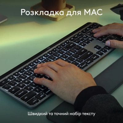 Клавіатура Logitech MX Keys S для MAC Bluetooth/Wireless UA Space Grey (920-011637)