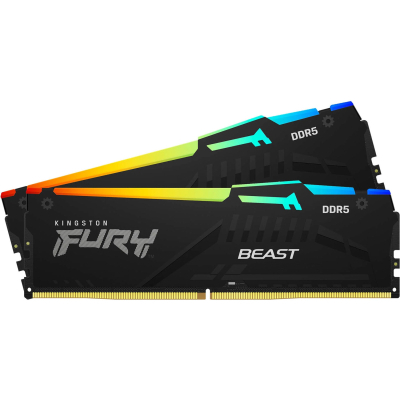 Модуль пам'яті для комп'ютера DDR5 32GB (2x16GB) 6000 MHz Beast RGB EXPO Kingston Fury (ex.HyperX) (KF560C30BBEAK2-32)