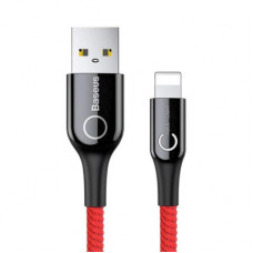 Дата кабель USB 2.0 AM to Lightning C-shaped Light Intelligent power-off Red Baseus (CALCD-09)