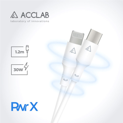 Дата кабель USB-C to Lightning 1.2m PwrX 30W ACCLAB (1283126559556)