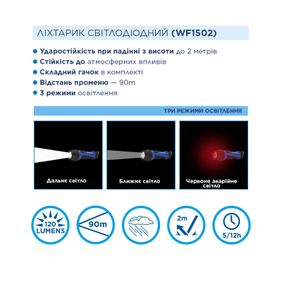 Ліхтар Westinghouse 3W LED WF1502 + 4 x AAA LR03 (WF1502-4LR03TB)