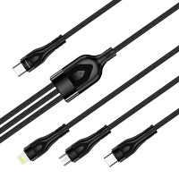 Дата кабель USB 2.0 AM to Lightning + Micro 5P + Type-C 1.2m 3.0A (PD60W data) Black ColorWay (CW-CBPDU3060-BK)