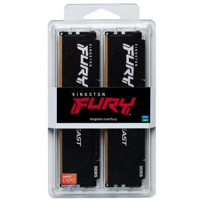Модуль пам'яті для комп'ютера DDR5 32GB (2x16GB) 6400 MHz Beast Black XMP Kingston Fury (ex.HyperX) (KF564C32BBK2-32)