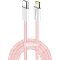 Дата кабель USB-C to Lightning 1.0m 27W pink ColorWay (CW-CBPDCL061-P)