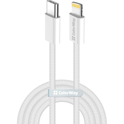 Дата кабель USB-C to Lightning 1.0m 27W grey ColorWay (CW-CBPDCL061-GR)