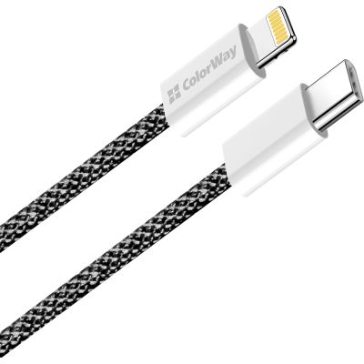 Дата кабель USB-C to Lightning 1.0m 27W black ColorWay (CW-CBPDCL061-BK)