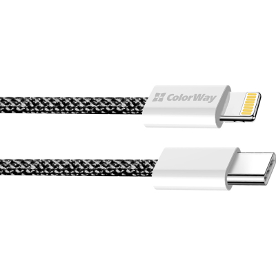 Дата кабель USB-C to Lightning 1.0m 27W black ColorWay (CW-CBPDCL061-BK)