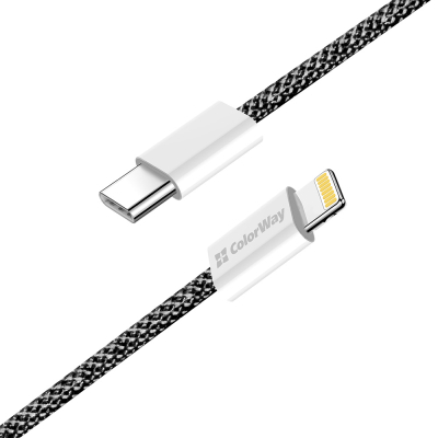 Дата кабель USB-C to Lightning 1.0m 27W black ColorWay (CW-CBPDCL061-BK)