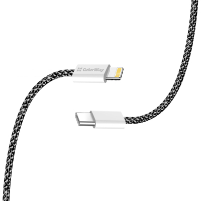 Дата кабель USB-C to Lightning 1.0m 27W black ColorWay (CW-CBPDCL061-BK)