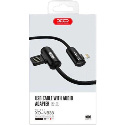 Дата кабель NB38 USB - Lightning + Lightning Audio 1.0m 2.4А Black XoKo (XO-NB38)