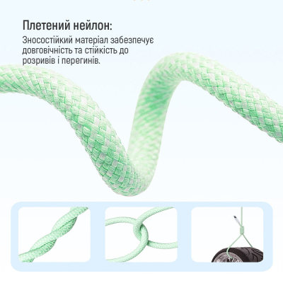 Дата кабель USB-C to USB-C 1.0m 60W 3.0А green ColorWay (CW-CBPDCC061-G)