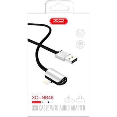 Дата кабель NB46 2in1 USB - Lightning + Lightning Audio 2.4А 1.0m Silver XoKo (XO-NB46)