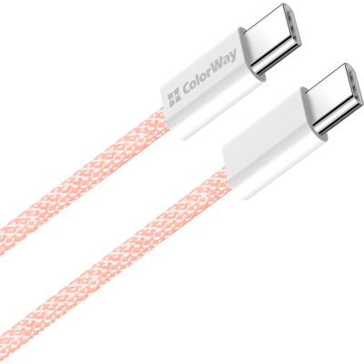 Дата кабель USB-C to USB-C 1.0m 60W 3.0А pink ColorWay (CW-CBPDCC061-P)