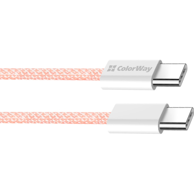 Дата кабель USB-C to USB-C 1.0m 60W 3.0А pink ColorWay (CW-CBPDCC061-P)