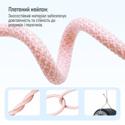 Дата кабель USB-C to USB-C 1.0m 60W 3.0А pink ColorWay (CW-CBPDCC061-P)