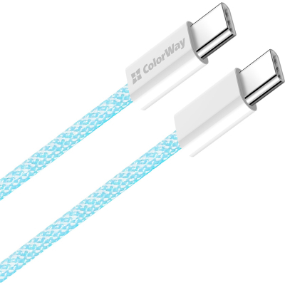 Дата кабель USB-C to USB-C 1.0m 60W 3.0А blue ColorWay (CW-CBPDCC061-BL)