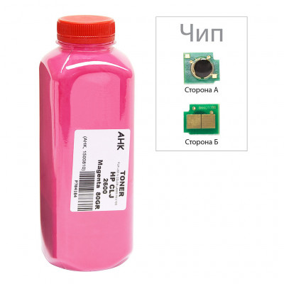 Тонер HP CLJ 1600/2600/2605, 80г Magenta+chip AHK (1500190)