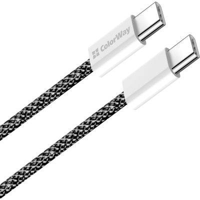 Дата кабель USB-C to USB-C 1.0m 60W 3.0А black ColorWay (CW-CBPDCC061-BK)