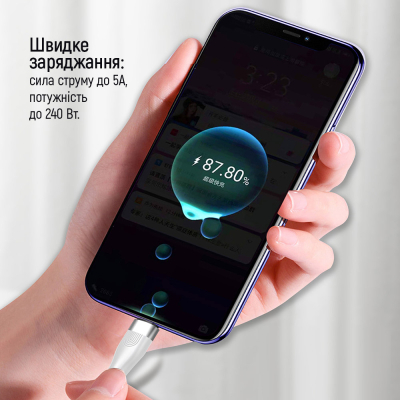 Дата кабель USB-C to USB-C 1.0m (PD Fast Charging 240W) 5А white ColorWay (CW-CBPDCC065-WT)