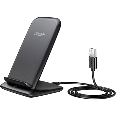 Зарядний пристрій Choetech 15W Fast Wireless Charging Stand 2coils black (T555-F-BK)