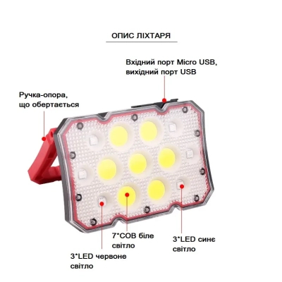 Ліхтар Quantum worklight Worker 15W COB+LED з функ Power Bank (QM-FL2030)