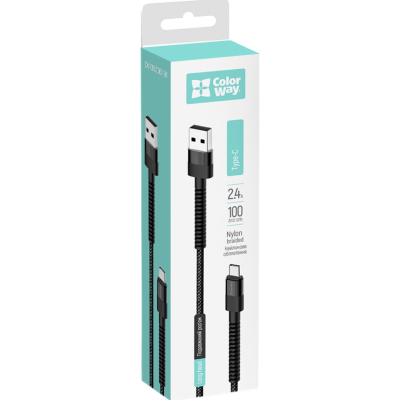 Дата кабель USB-C to USB-C 1.0m 2.4А black ColorWay (CW-CBUC063-BK)