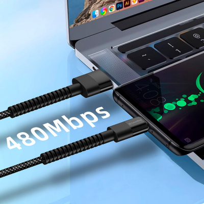 Дата кабель USB-C to USB-C 1.0m 2.4А black ColorWay (CW-CBUC063-BK)
