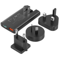 Зарядний пристрій Choetech 2xUSB 65W GaN (USB-C+USB-A) Ultra thin (PD6011-EU-BK)