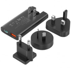 Зарядний пристрій Choetech 2xUSB 65W GaN (USB-C+USB-A) Ultra thin (PD6011-EU-BK)
