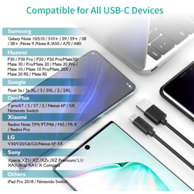 Дата кабель USB 2.0 AM to Type-C 1.0m Choetech (AC0002-WH)
