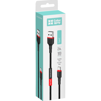 Дата кабель USB-C to USB-C 1.0m 2.4А black ColorWay (CW-CBUC064-BK)