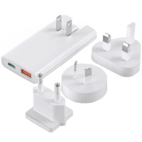 Зарядний пристрій Choetech 2xUSB 65W GaN (USB-C+USB-A) Ultra thin (PD6011-EU-WH)