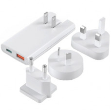 Зарядний пристрій Choetech 2xUSB 65W GaN (USB-C+USB-A) Ultra thin (PD6011-EU-WH)