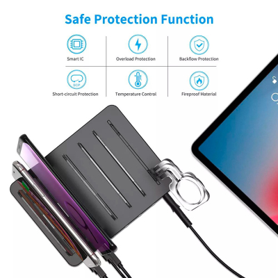 Зарядний пристрій Choetech 6xUSB 68W Charing Station (6хUSB-A) 2xMicroUSB 2xLighting 2xUCB-C (Q3008-EU-BK)