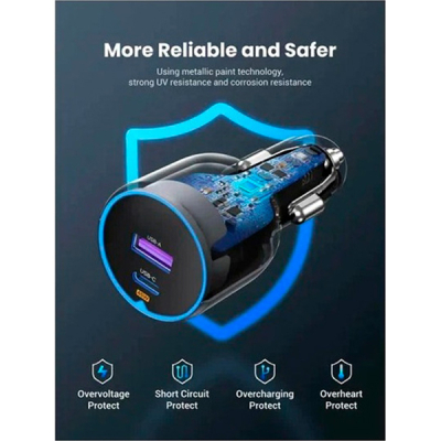 Зарядний пристрій Ugreen 2xUSB 63W (USB-C+USB-A) QC3.0 (EC701) (35023)