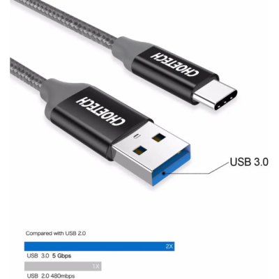 Дата кабель USB 3.0 AM to Type-C 1.0m 2.4A Choetech (AC0007)