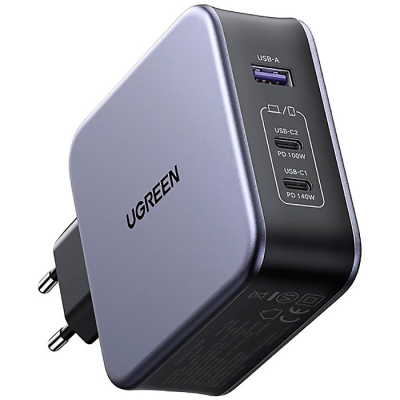 Зарядний пристрій Ugreen 3xUSB 140W (2хUSB-C+USB-A) Gan CD289 with C to C Cable 1.5m (90549)
