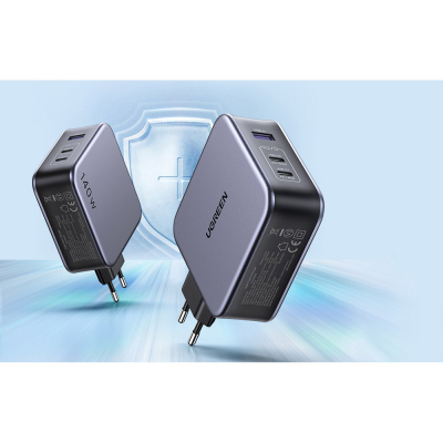 Зарядний пристрій Ugreen 3xUSB 140W (2хUSB-C+USB-A) Gan CD289 with C to C Cable 1.5m (90549)
