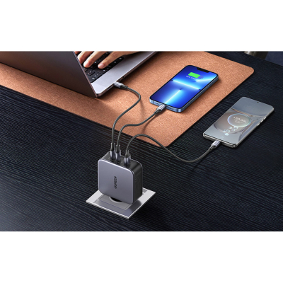 Зарядний пристрій Ugreen 3xUSB 140W (2хUSB-C+USB-A) Gan CD289 with C to C Cable 1.5m (90549)