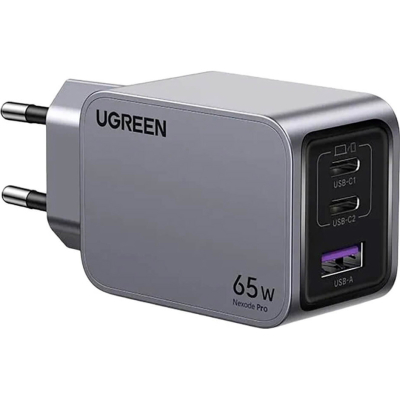 Зарядний пристрій Ugreen 3xUSB 65W (2хUSB-C+USB-A) Gan Nexode Pro X755 (25871)