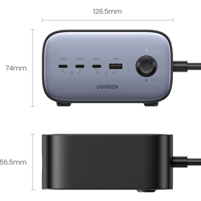 Зарядний пристрій Ugreen 4xUSB 100W Nexode Pro (3хUSB-C+USB-A+2хSchuko) CD270 (60167)