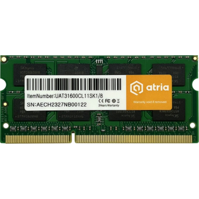 Модуль пам'яті для ноутбука SoDIMM DDR3 8GB 1600 MHz ATRIA (UAT31600CL11SK1/8)