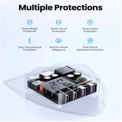 Зарядний пристрій Ugreen 4xUSB 65W (2хUSB-C+2xUSB-A) Gan CD327 (90747)