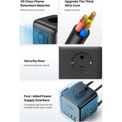 Зарядний пристрій Ugreen 4xUSB 65W DigiNest Cube (2хUSB-C+2xUSB-A) CD268 (60113)