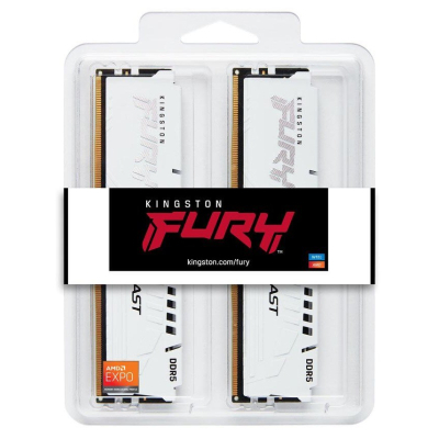 Модуль пам'яті для комп'ютера DDR5 64GB (2x32GB) 6400 MHz Beast White EXPO Kingston Fury (ex.HyperX) (KF564C32BWEK2-64)