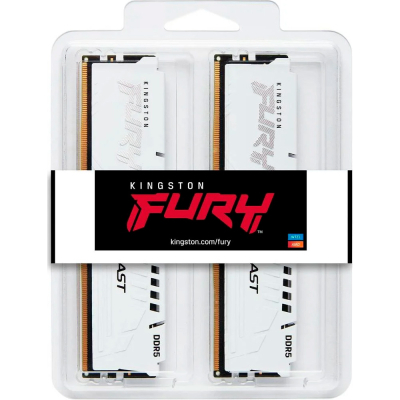 Модуль пам'яті для комп'ютера DDR5 64GB (2x32GB) 6400 MHz Beast White XMP Kingston Fury (ex.HyperX) (KF564C32BWK2-64)