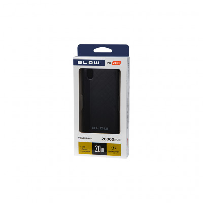 Батарея універсальна Blow 20000mAh, PD, QC/3.0, inp:Micro-USB/USB-C, out:USB-A*2/USB-C, black (PB20D)