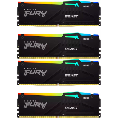 Модуль пам'яті для комп'ютера DDR5 128GB (4x32GB) 5600 MHz Beast RGB XMP Kingston Fury (ex.HyperX) (KF556C40BBAK4-128)