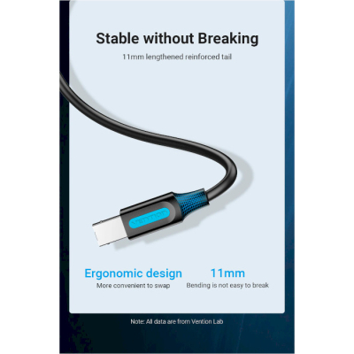 Кабель для принтера USB 2.0 AM/BM 1.0m 480Mbps PVC black Vention (COQBF)